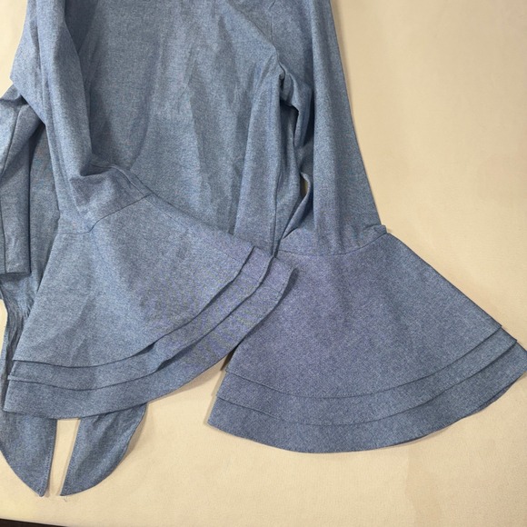 Likely Chambray Talcott Tie Front Bell Sleeve Top Blue Boho Beachy Medium NWT - Picture 7 of 12